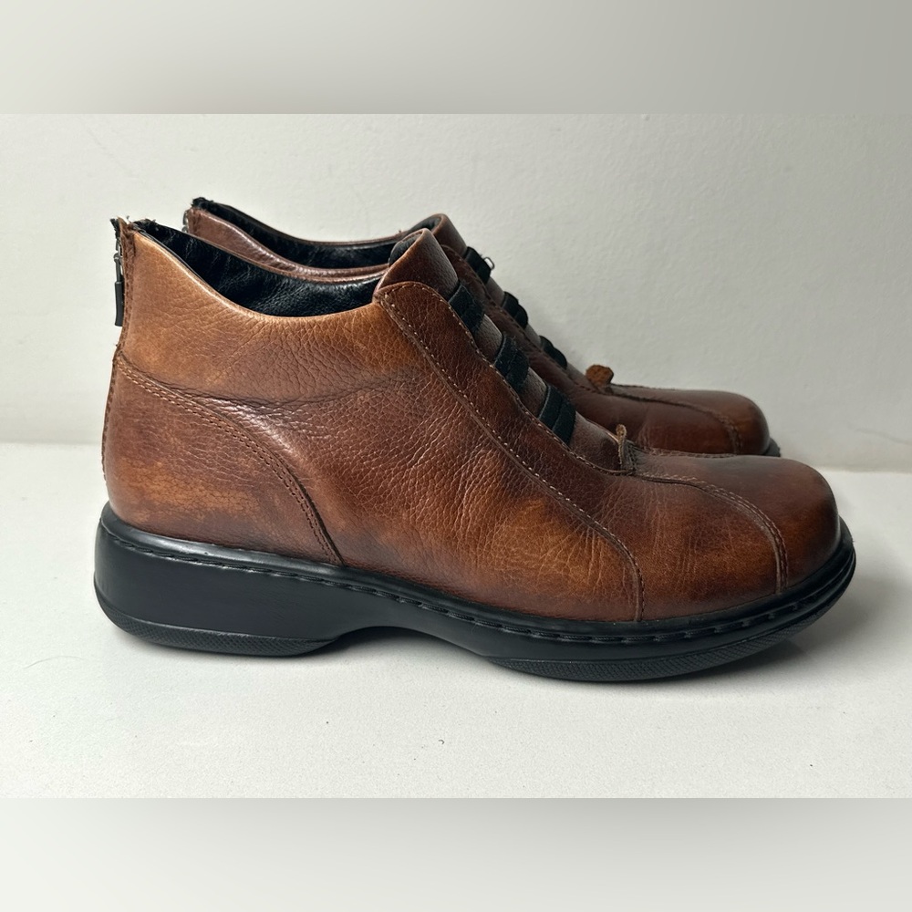 Dansko Erin Brown Leather Slip On Ankle Boot Back Zipper EU 40 US 10